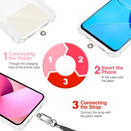 TBOC Patches for Hanging Mobile Neck with Rope Lanyard Strap Case [6 Units] Colour [White] Hanging Tape Mobile Key Holder Covers Keychain Accessories Universal [6 x White]