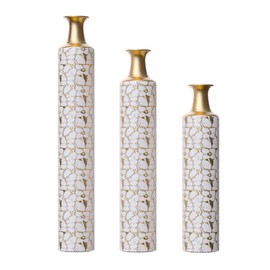 Vintage Large Floor Vases, Antique White Gold Vases, Elegant Decorative Set of 3 Floor Vases Perfect for Living Room, Entryway - 32/28/24 inch
