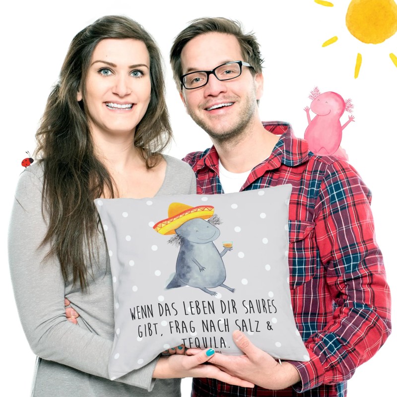 Mr. & Mrs. Panda Axolotl Tequila Sofa Cushion - Gift,