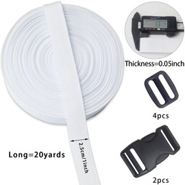 White Backpack Bag Straps 1 Inch-Durable Polypropylene Webbing Ribbon with Buckles,20 Yards for Tie-Downs, Camping, Climbing, DIY Crafts, Lawn Chair Replacement, and Seat Belts