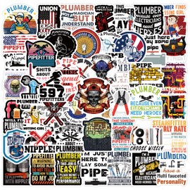 Pipefitter Stickers 54pcs Work Decals Aesthetic Waterproof Vinyl Pack Stickers for Water Bottle Laptop Adults Phone Skateboard DIY Decorative Supplies Activities Party