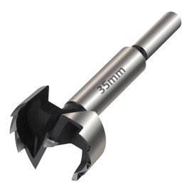 Vearter 35mm Forstner Drill Bit, High Carbon Steel Multi-Tooth Woodworking Tools with Round Shank, Hinge Boring Hole Cutter for Solid Wood, MDF, Plastic, Particleboard, Plywood