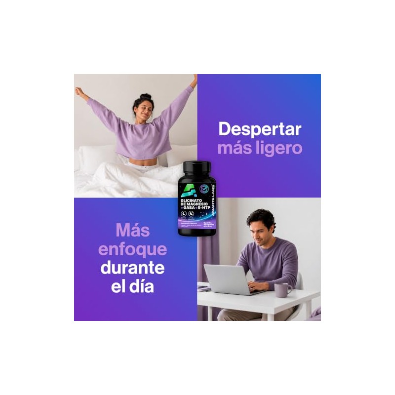Amarte Labs Glicinato de Magnesio Fórmula Nocturna, 60 Cápsulas