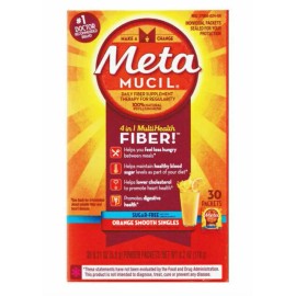Metamucil On The Go 4-in-1 Fiber Orange Powder Singles 30 Packets 12.9 oz