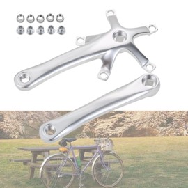 Bicycle Crank Arm Set BCD 130mm Crank Single 170mm with 5 Screws Crankset Bicycle Crankarm Black Crankset Aluminum Crank Single Speed Road Mountain Bike Silver