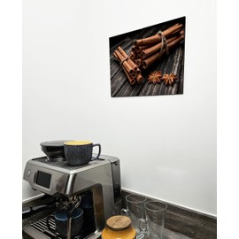Cinnamon Sticks Close-Up Dual A4 Wooden Wall Art, Monochrome with Colour Accent