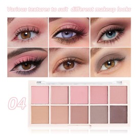 HHLTOH Ten Color Pink Brown Series Matte Eyeshadow Makeup Palette, High-Pigment Eye Shadow, Smooth & Blendable, Everyday Velvety Matte Finish Eye Makeup Looks Box, Vegan & Cruelty-Free, 0.35 Oz 04#