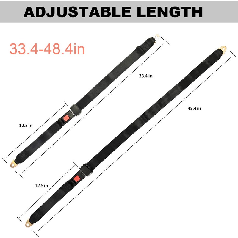 2 Pack Universal Seat Belt,2 Point Safety Seat Belts, Adjustable