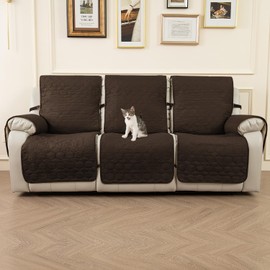 DEARTOWN Waterproof Oversized Recliner Chair Cover - Non-Slip Recliner Sofa Slipcover Furniture Protector, Washable Couch Cover for Dog and Kids, Brown, 30 Inch Midlle