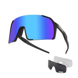 Orstarlan Sports Glasses Polarised Cycling Glasses Cycling Glasses for Women Men Sports Sunglasses UV400 (Black Blue)
