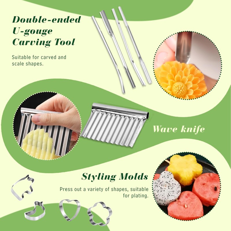 48-Piece Stainless Steel Fruit & Melon Carving Tools Set with