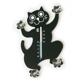 HAB & GUT -TG004 Window Thermometer Black Cat Black Cat with Suction Cups