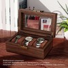 3 Slot Watch Display Case Wood Detachable Pillow Glass Cover