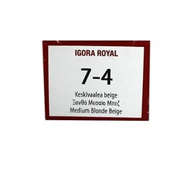 Schwarzkopf Professional Igora Royal Permanent Hair Color, 7-4, Medium Beige Blonde, 60 Gram