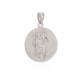 NKlaus 18.5 mm 9718 Saint Christopher Pendant 925 Silver Partially Matt, Silver