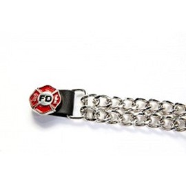 4-Pack Men's Fire Department Design Vest Extenders-Leather-Snap On Button