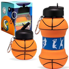 Botella Agua Plegable Deportiva Forma de Balón Fútbol Basquetbol Beisbol Tenis,Termo Portátil 19 oz Antifugas para Viaje, Deportes y Escuela,Regalo Navideño,Regalo de Navidad, Cumpleaños, Reyes