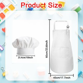 Bliceon Kids Apron Set with Chef Hat - Children Apron Adjustable for Cooking, Baking, and Painting – Includes 2 Pockets – Gift for Children, Young Chefs, and Creative Play
