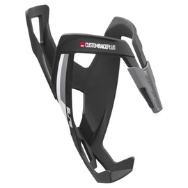 Elite Custom Race Plus Bottle Cage - Matte Black with White Graphic - Lightweight, Stable & Non-Slip - Universal for Road Bike, MTB, Gravel & E-Bike - Water Bottle Holder Bicycle Bidon Holder