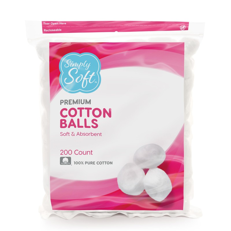 Simply Soft Premium Cotton Balls (600 Count), 100% Pure Cotton,