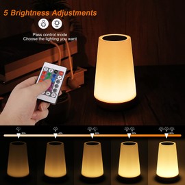 Vaileal LED Nachttischlampe, Touch Dimmbar Atmosphäre Tischlampe mit Fernbedienung USB-Aufladung, 13 Farben und Farbwechsel, Tragbare Kinder Stimmungslicht für Schlafzimmer/Wohnzimmer/Büro
