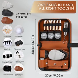 Golf Accessories Kit with High-Grade Handbag, Golf Balls, Rangefinder, Brush, Golf Tees, Multifunctional Divot Knife, Golf Ball Clamp, Mini Scorer, Golf Club Cover, Unique Gift for Men and Women
