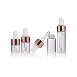 NGARHUG STORE 4 Pcs of 1ml, 2ml, 3ml, 5ml Dropper Bottle, Tincture Bottles with Dropper, glass dropper bottle, Clear Liquid Container for Essential Oils, Perfume (Transparent)