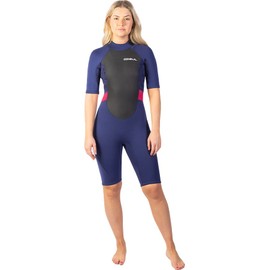 Gul Women's Answer 3/2mm Back Zip Short Wetsuit - Navy Paisley - Light Stretch