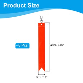 PATIKIL Safety Reflector 8"x1", 8 Pack Reflector Tag Pendant Reflective Safety Keychain Gear with Clip for Backpack Cycling Running Wheelchairs, Orange Red