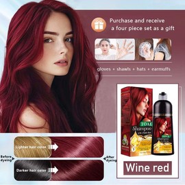 toae factory outlet Chestnut Brown Hair Dye Shampoo, Instant Hair Color Shampoo, Long Lasting Brown Hair Dye, Champu Para Canas, Color Shampoo Hair Dye, Brown Hair Shampoo Easy To Use various color - Color: Wine-red