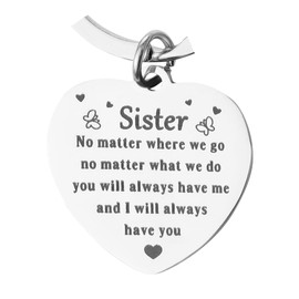 Sister Friendship Keyring True Best Friend Quote Keychain Love BFF Bestie Sibling Women's Gift Inspirational Motivational Present