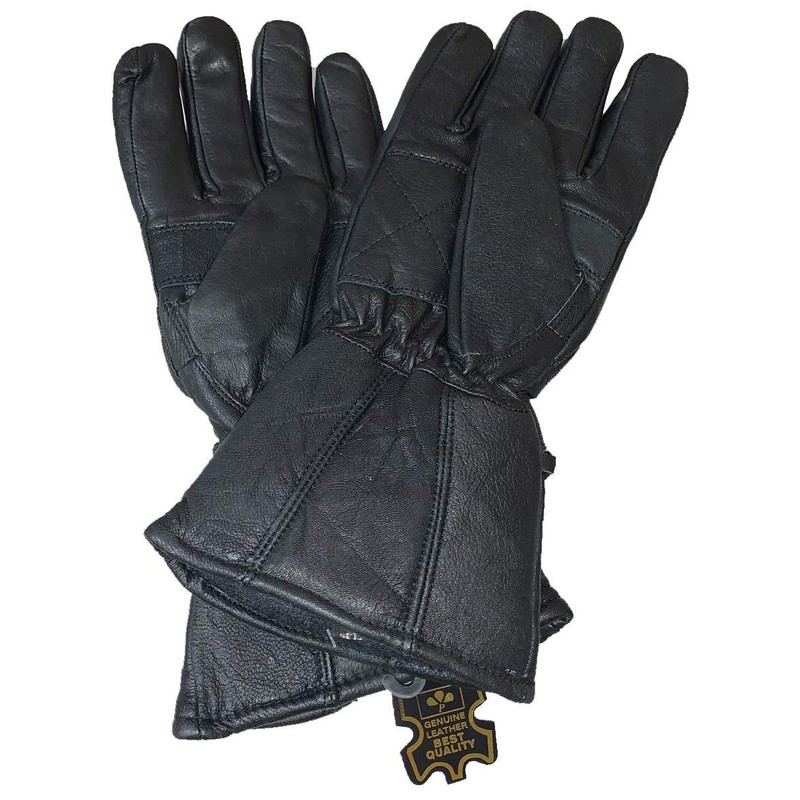 Mens Motorcycle Gauntlet Leather Insulated Gloves Visor Wiper on Index