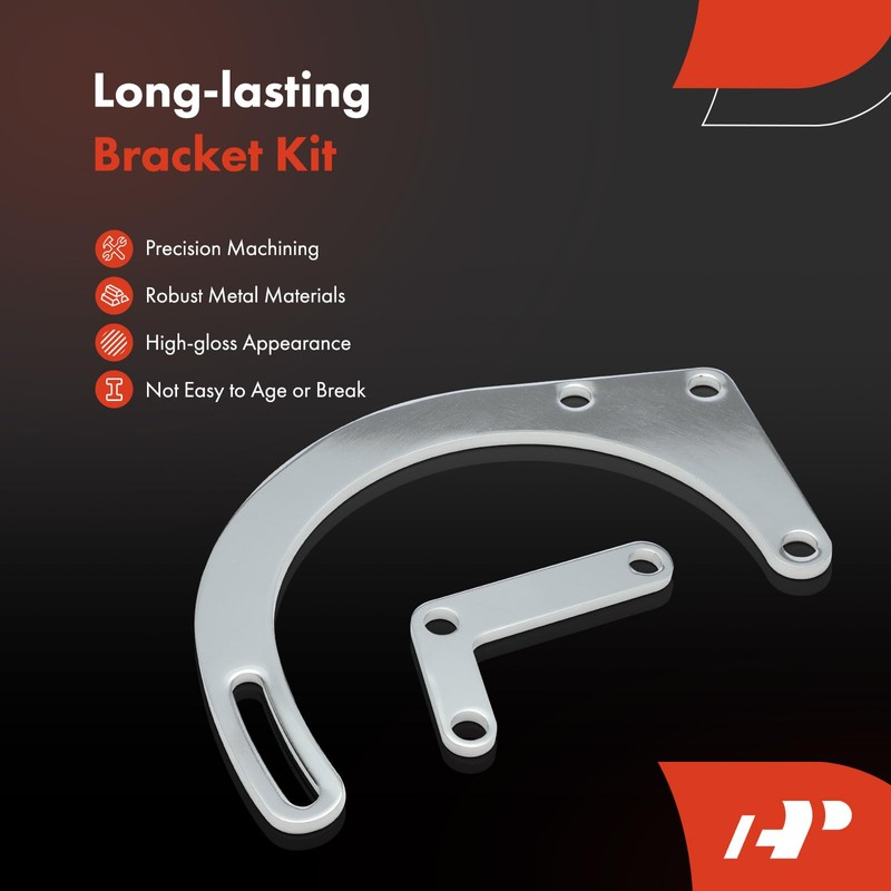 A-Premium Steel Chrome Alternator Bracket Kit Compatible with 1955-1968 Chevy