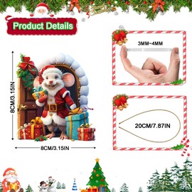 Mouse Christmas Ornaments 2024, Mouse Christmas Tree Hanging Ornaments, Mouse Decor, Mouse Christmas Decorations Memorial Gifts for Mouse Lovers, Acrylic Mouse Ornaments for Christmas Tree