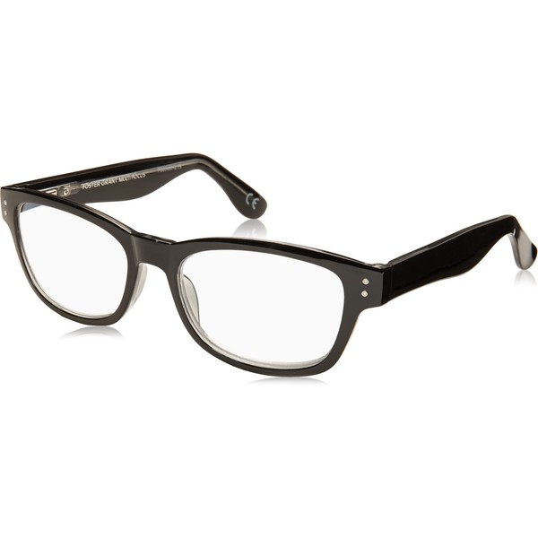 Foster Grant Conan Multifocus Rectangular Reading Glasses, Shiny Black/Transparent, 54 mm + 3.25,5010367-325.COM