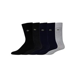 Lacoste Men's 5-Pack Solid Croc Socks, Marine/Argent Chine-foudre Chine-noir, 6.5