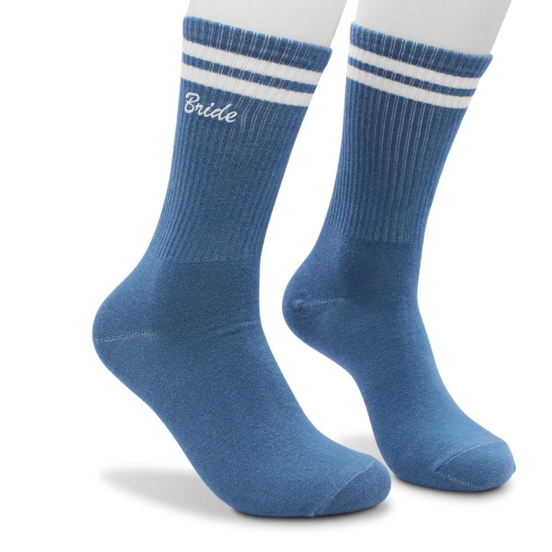 FUQWZ Something Blue Bride Embroidered Socks - Funny Bridal Party