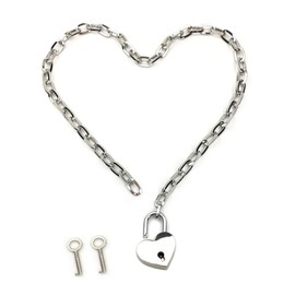 Succuba Padlock Necklace Chain Collar Choker with Two Keys and Box for Women, Men and Pet (H, 18)