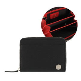 Takeo Kikuchi Amigo Men's Wallet, Coin Purse, Round Zipper, Limited Edition Model, 31, Black/Red