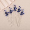 Teyglen 5pcs Bride Rhinestone Wedding Hair Pins Set Royal Blue