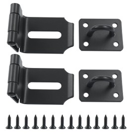 Aracombie 90 Degree Hasp Latch Lock, 3 Inch Padlock Hasp Latch, Black Right Angle Latch with Screws for Shed, Barn, Cabinet, Durable & Corrosion-Resistant Design