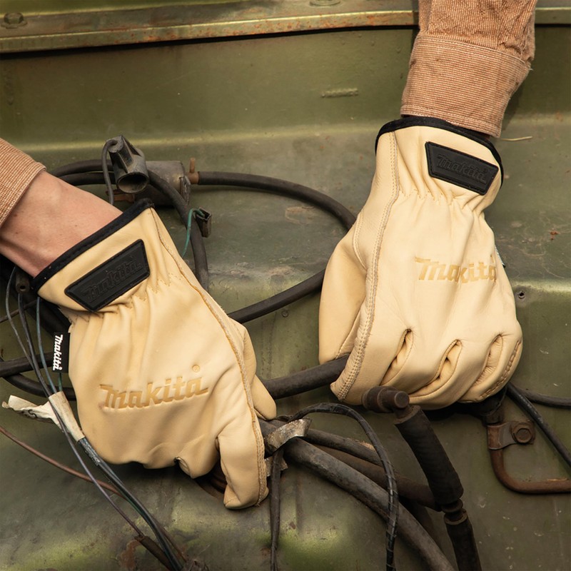 Makita P-84626 Cow Driver Leather Gloves, Size Medium