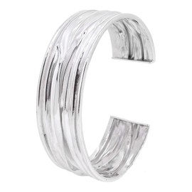 TreasureBay Women's 925 Sterling Silver Cuff Bangle Bracelet Chunky Women's Bangle 20mm Crushed Style