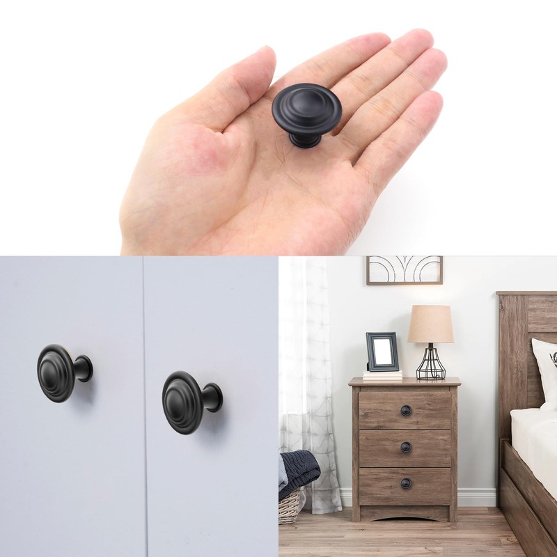 Misuyue Cabinet Knobs, Black, Vintage Furniture Knobs, Matte Black, Pack