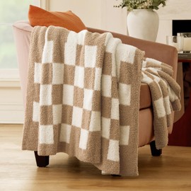 Joiedomi Throw Blanket for Couch Bed, Checkered Knitted Blankets Gifts for Women Mom Girls, Cozy Cute Soft Throw Home Room Decor Aesthetic for Women Mothers Birthday Gifts 50x60 Inches