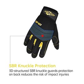AIGEVTURE Mens Work Gloves with Grip Touchscreen Mechanic Gloves for Men Black