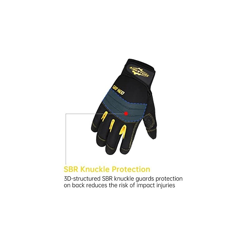 AIGEVTURE Mens Work Gloves with Grip Touchscreen Mechanic Gloves for