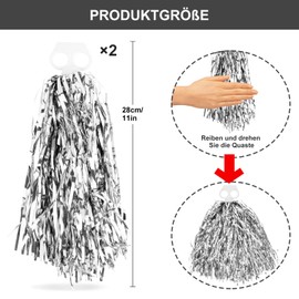 Cheerleader Pompoms with Double Hole Pompoms Cheerleading Cheerleader Pompoms Hand Flowers Pompoms Cheerleader for Sports Events Dance Party Ball Games Carnival Parties Used 2 Pieces Silver