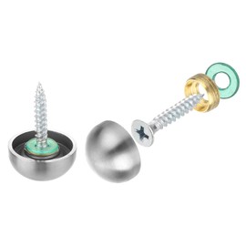 uxcell 4 Set Mirror Screws with Caps, 20mm 304 Stainless Steel Decorative Cover Nails for Wall Mirror Mounting Sign Advertising Hardware, Silver
