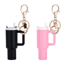 ZLLkeji Cup Handbag Pendant Best Friend Keyring Car Key Ring Gifts for Birthday Christmas Women Girlfriend Daughter Ladies, Black-pink